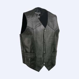 GR I&T Men's Soft Durable Leather Vest Black, 2 Inside Pockets